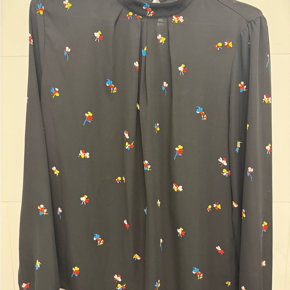 Halogen Black Blouse with Red and Gray Accents